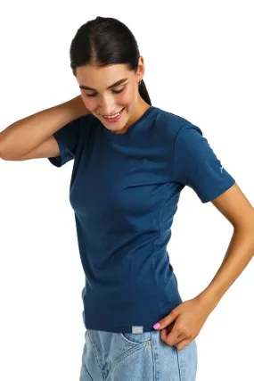 Women's Merino T-shirt 165 Denim | Crewneck