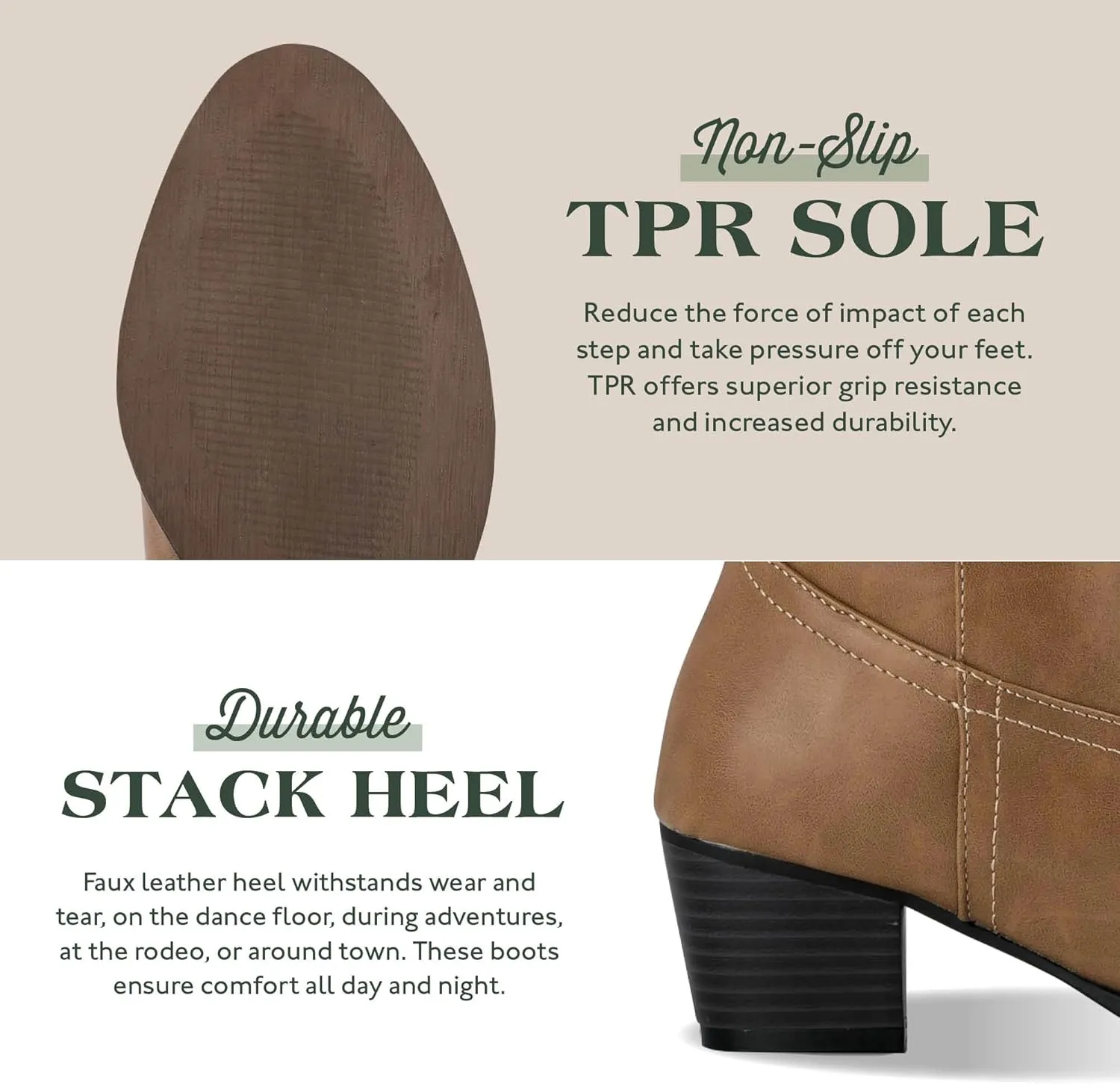 Women's Rodeo Boots - Classic Western Booties for Women & Teen Girls, Black, Mid-Calf, Faux Leather, Memory Foam Insole, Cowboy Boots